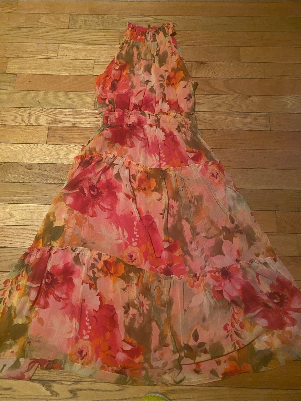 Taylor Floral Halter Maxi Dress in Pink and Olive